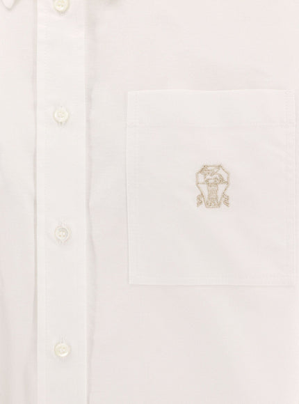 Brunello Cucinelli Cotton Shirt With Logo Embroidery