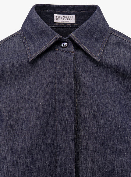 Brunello Cucinelli Denim Shirt With Contrasting Stitching