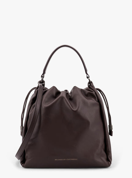 Brunello Cucinelli Bucket Mellow Leather Bucket Bag With Monili Detail Uni Testa Di Moro
