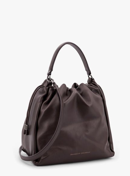 Brunello Cucinelli Bucket Mellow Leather Bucket Bag With Monili Detail