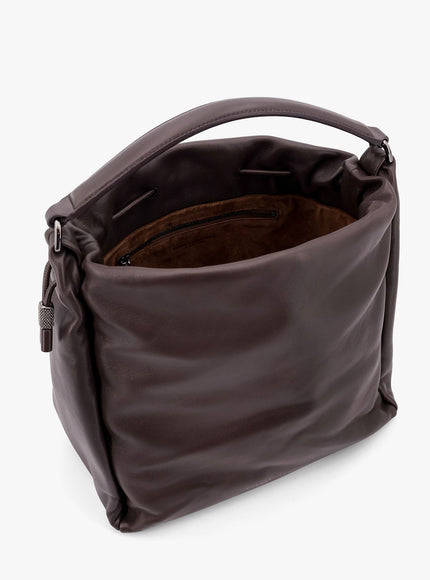 Brunello Cucinelli Bucket Mellow Leather Bucket Bag With Monili Detail