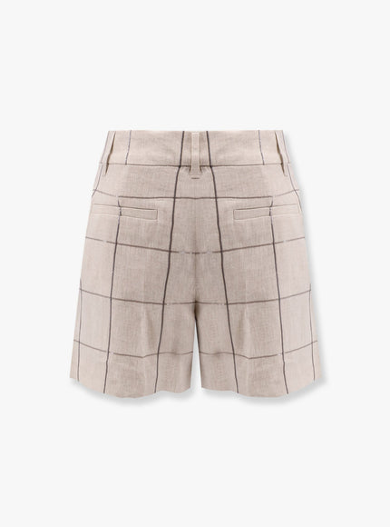 Brunello Cucinelli Linen Shorts With Sequins Embroidery