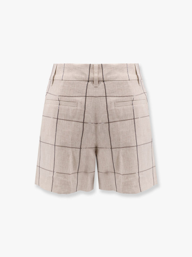 Brunello Cucinelli Linen Shorts With Sequins Embroidery