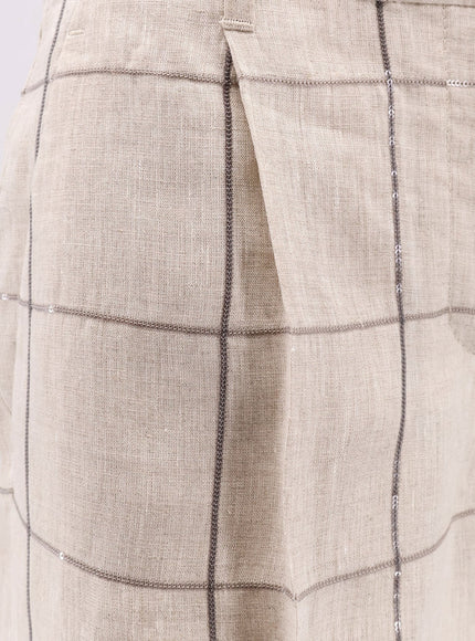Brunello Cucinelli Linen Shorts With Sequins Embroidery