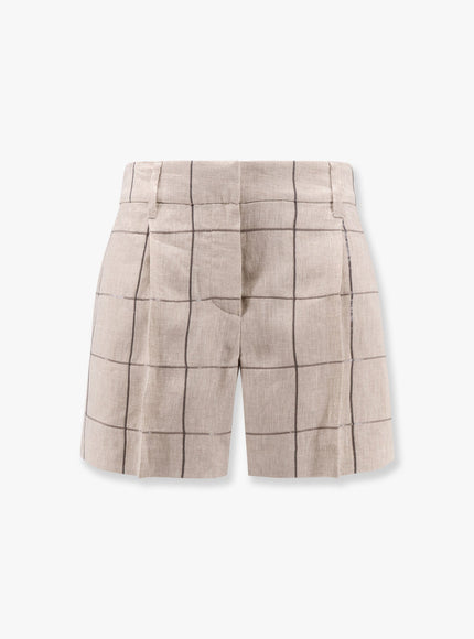 Brunello Cucinelli Linen Shorts With Sequins Embroidery Juta