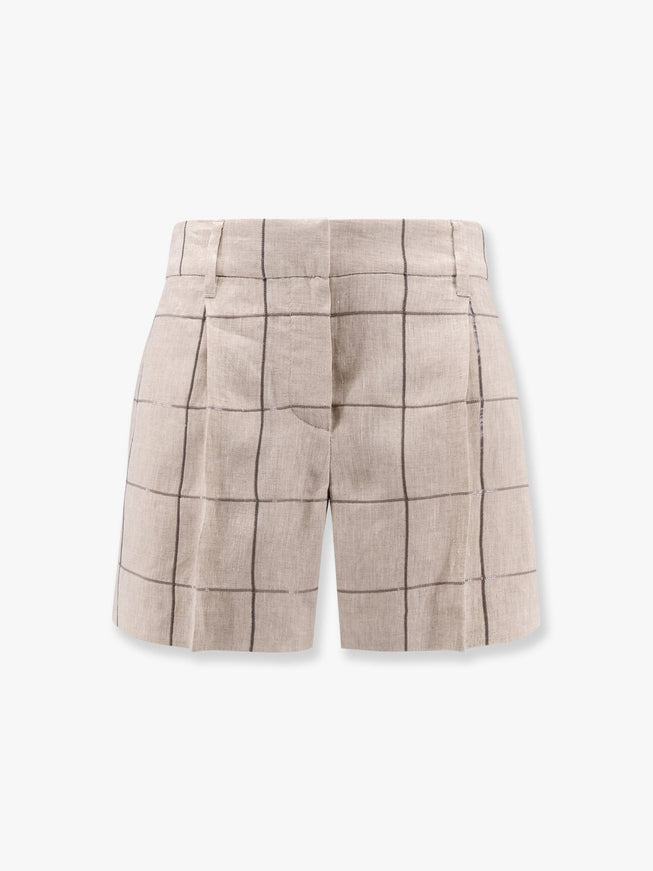 Brunello Cucinelli Linen Shorts With Sequins Embroidery Juta