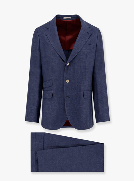 Brunello Cucinelli Linen, Wool And Silk Suit Blu