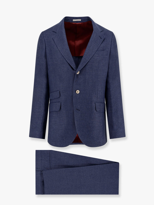 Brunello Cucinelli Linen, Wool And Silk Suit Blu