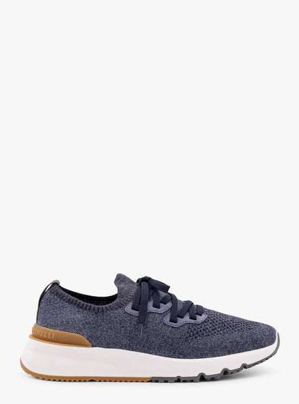 Brunello Cucinelli Melange Knit Sneakers Blu