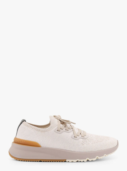 Brunello Cucinelli Melange Knit Sneakers Bianco