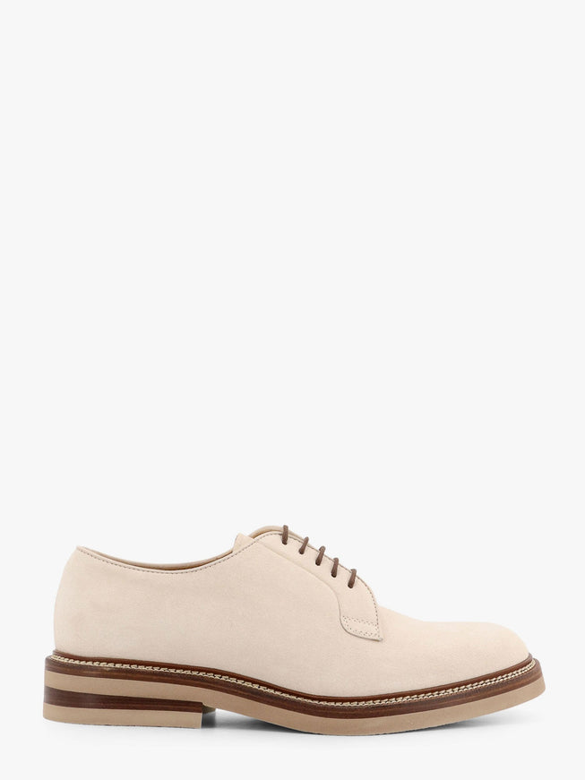 Brunello Cucinelli Suede Lace-Up Shoe With Contrasting Midsole Beige