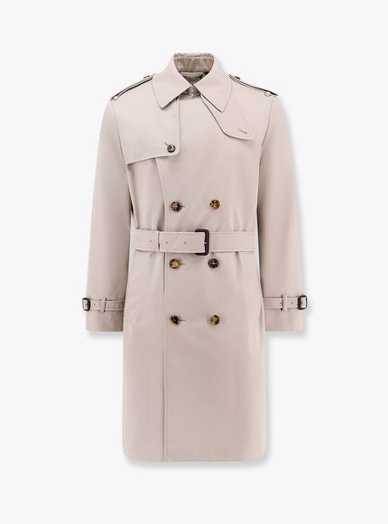 Burberry Cotton Blend Trench With Check Lining 50 Grigio