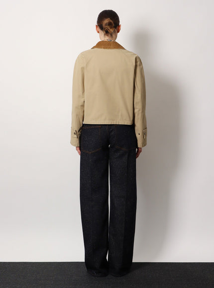 Burberry Organic Cotton Jacket With Check Lining