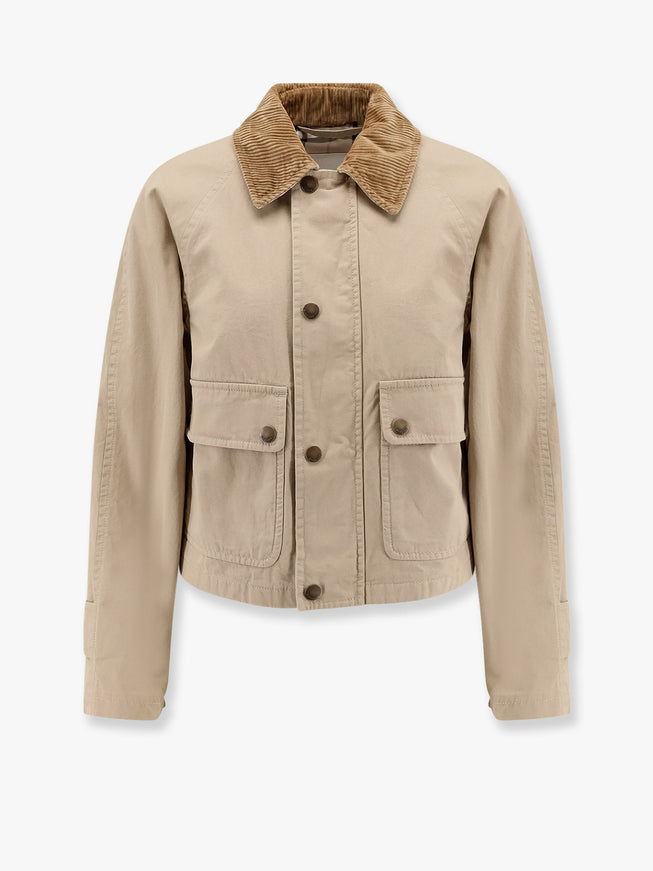 Burberry Organic Cotton Jacket With Check Lining Beige