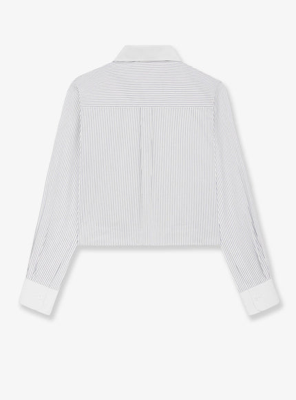 Celine Cropped Cotton Shirt With Striped Motif