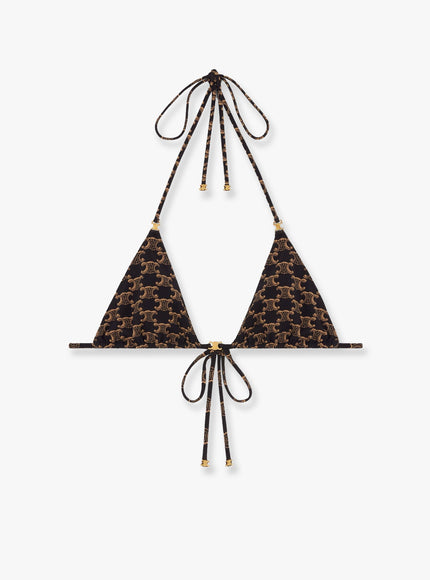 Celine Bikini Top With Triomphe Print Marrone