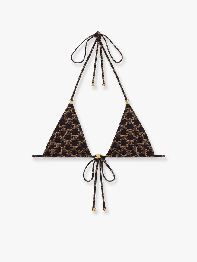 Celine Bikini Top With Triomphe Print Marrone