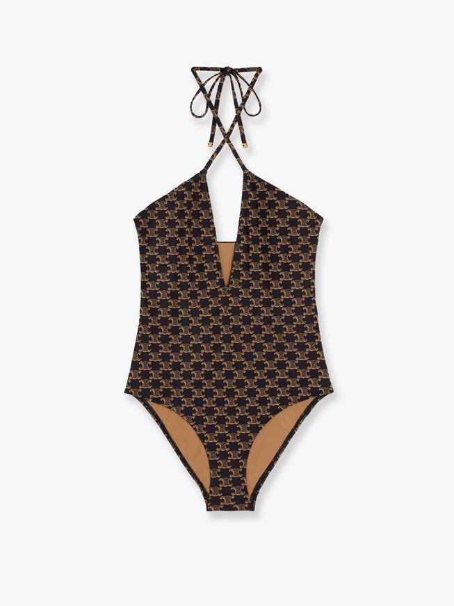 Celine One-Piece Swimsuit With Triomphe Motif Marrone