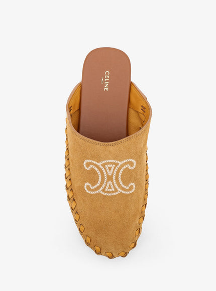 Celine Triomphe Mule 05 Suede And Leather Sandals