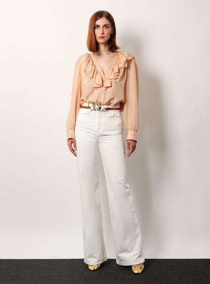 Chloe' Silk Shirt With Rouches