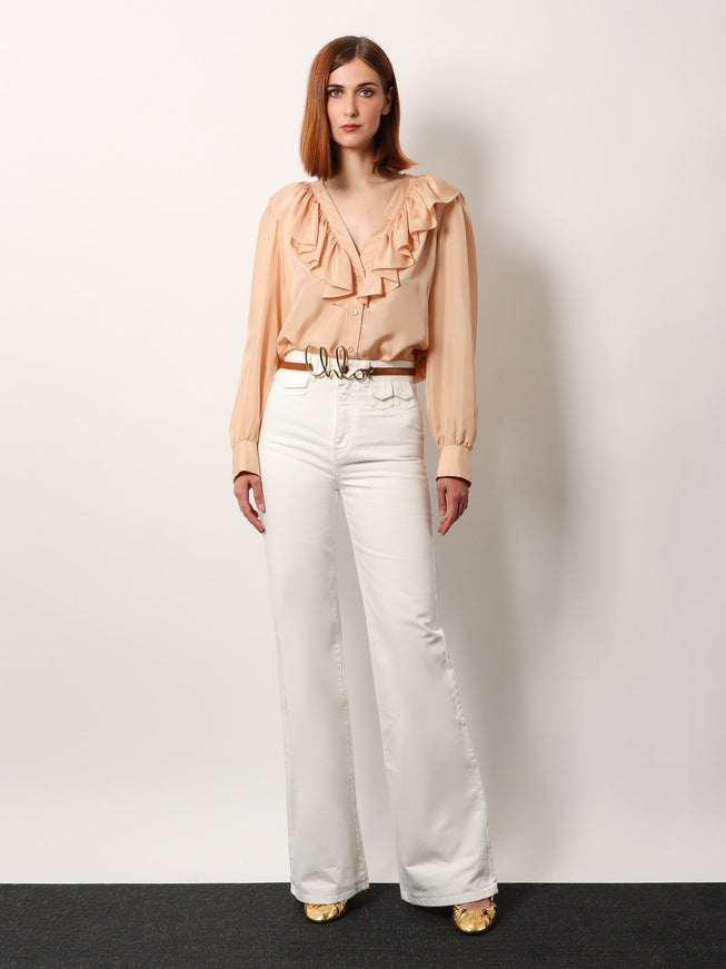 Chloe' Silk Shirt With Rouches