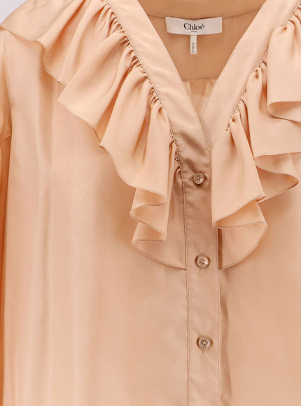 Chloe' Silk Shirt With Rouches