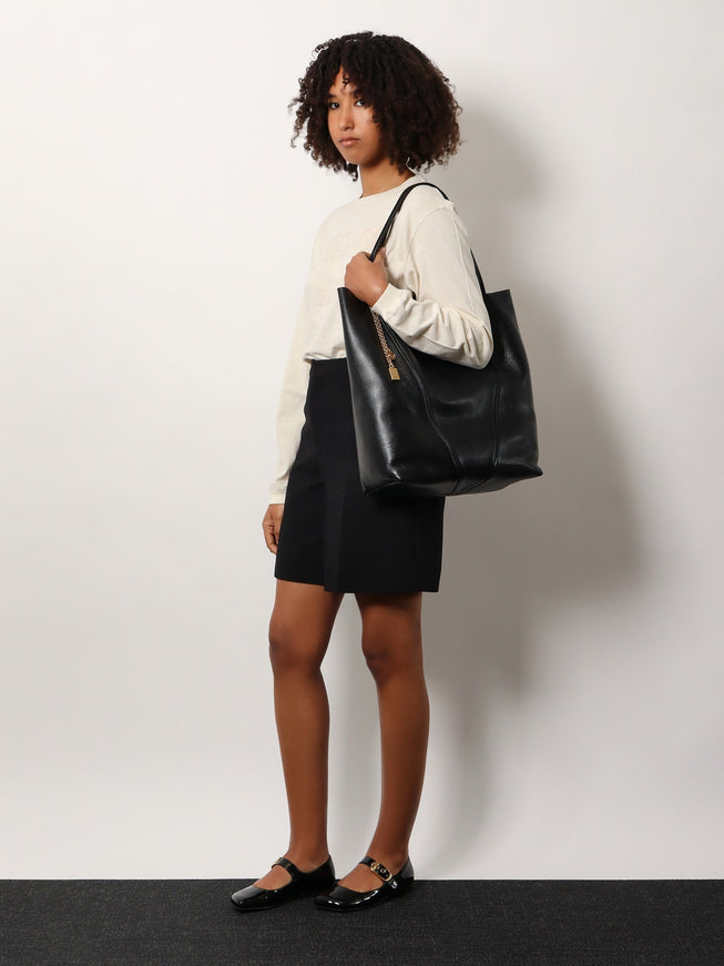 Chloe' Spin Leather Shoulder Bag With Lettering Logo On The Front