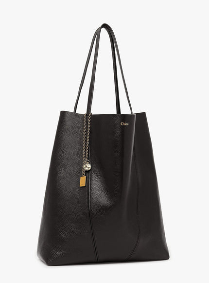 Chloe' Spin Leather Shoulder Bag With Lettering Logo On The Front