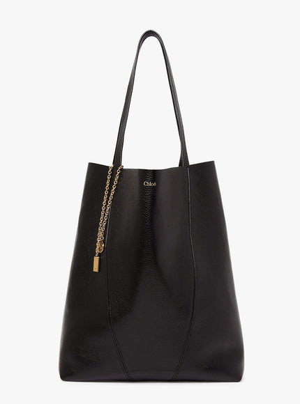 Chloe' Spin Leather Shoulder Bag With Lettering Logo On The Front Uni Nero
