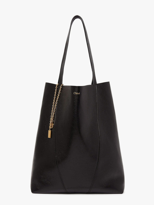 Chloe' Spin Leather Shoulder Bag With Lettering Logo On The Front Uni Nero