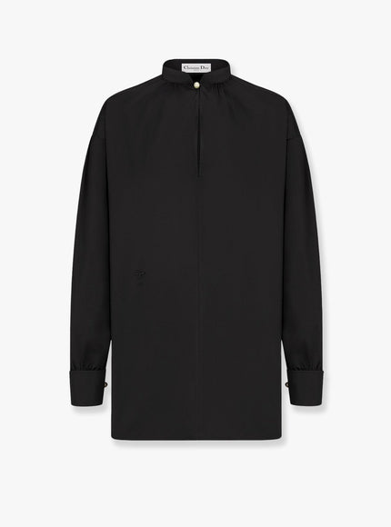 Dior Oversize Cotton Shirt With Iconic Bee And Monogram Embroidery Nero