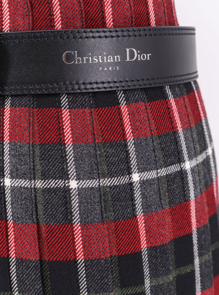 Dior Tartan Wool Kilt Skirt With Check'n'dior Motif