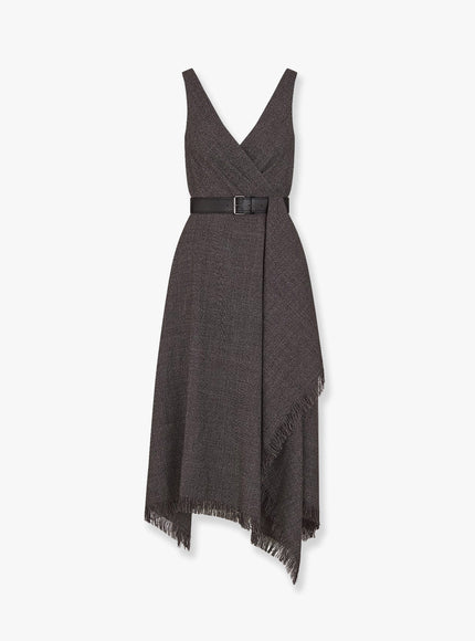 Dior Virgin Wool Tweed Dress With Leather Belt 38 Fantaisie