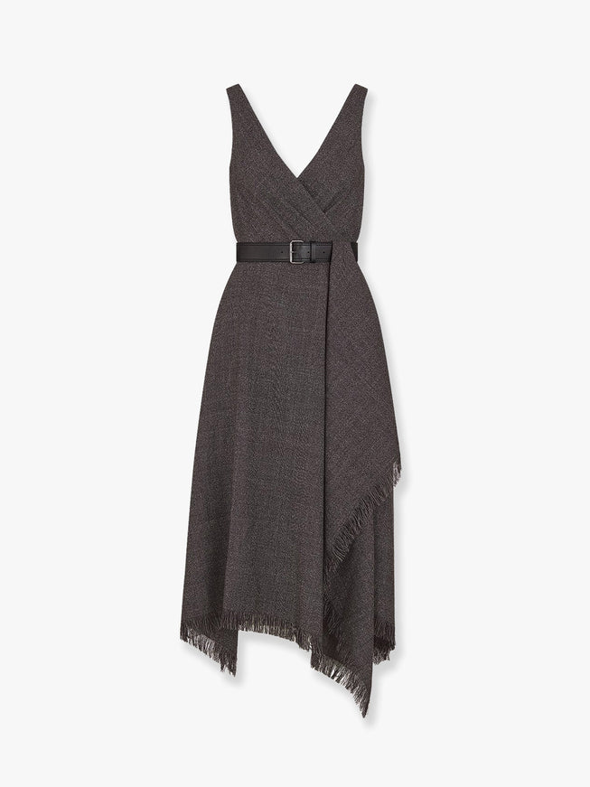 Dior Virgin Wool Tweed Dress With Leather Belt 38 Fantaisie