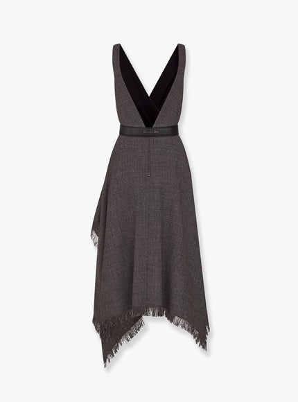Dior Virgin Wool Tweed Dress With Leather Belt
