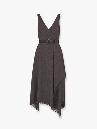 Dior Virgin Wool Tweed Dress With Leather Belt 38 Fantaisie