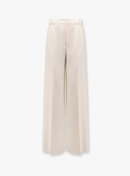Dior Flared Virgin Wool And Silk Trousers Bianco