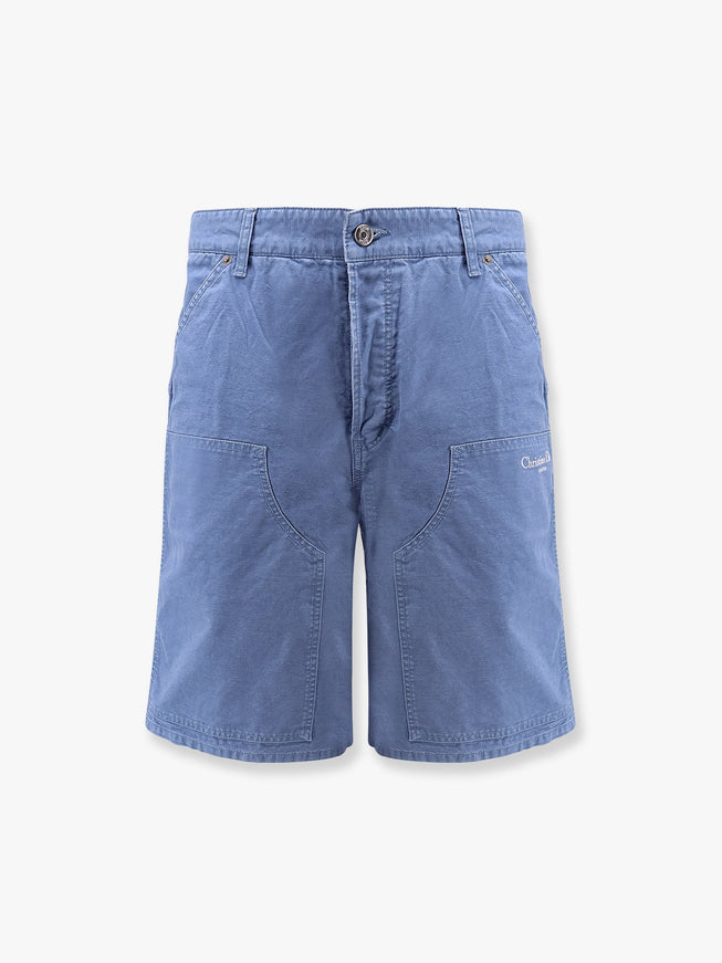 Dior Cotton Bermuda Shorts With Lateral Maxi Pockets Blu
