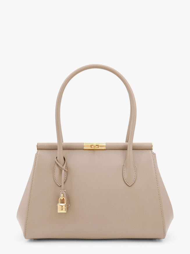 Dolce & Gabbana Marlene Leather Handbag With Charm Detail On The Front Uni Beige