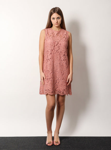 Dolce & Gabbana A Line Dg Floral Lace Dress