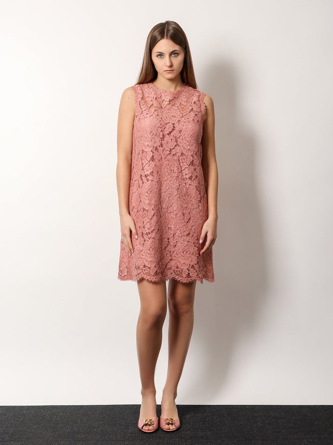 Dolce & Gabbana A Line Dg Floral Lace Dress