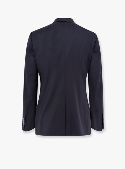 Dolce & Gabbana Stretch Virgin Wool Blazer With Frontal Logo Patch