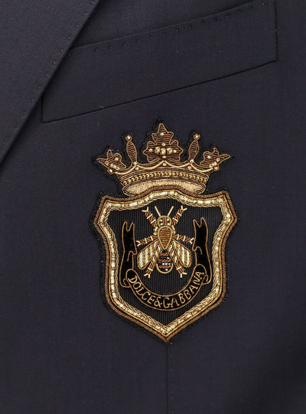 Dolce & Gabbana Stretch Virgin Wool Blazer With Frontal Logo Patch