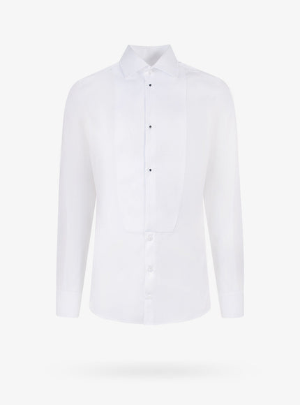 Dolce & Gabbana Cotton Shirt With Frontal Plastron Bianco
