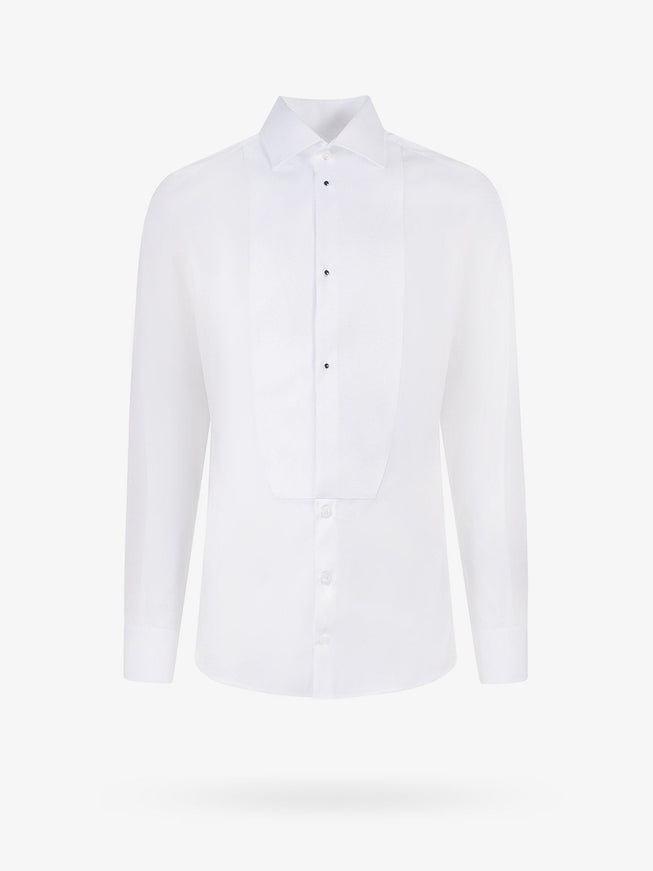Dolce & Gabbana Cotton Shirt With Frontal Plastron Bianco