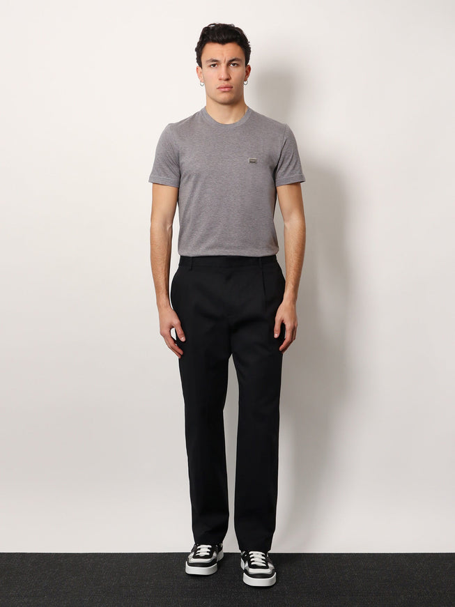 Dolce & Gabbana Cotton T-Shirt With Metal Logo Detail