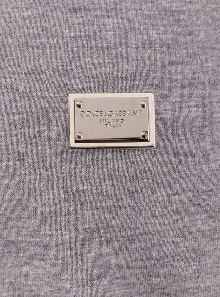Dolce & Gabbana Cotton T-Shirt With Metal Logo Detail