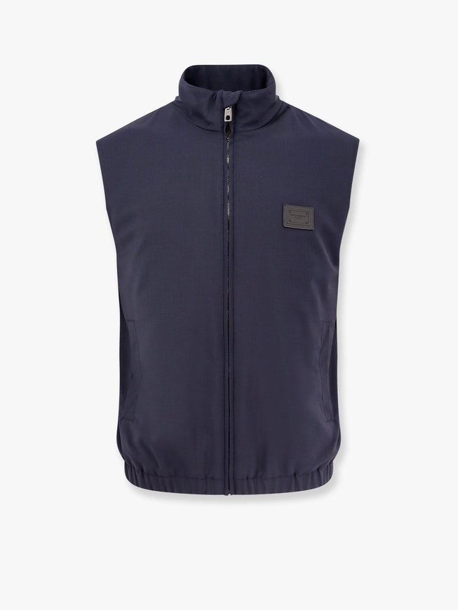 Dolce & Gabbana Wool Blend Sleeveless Jacket Blu