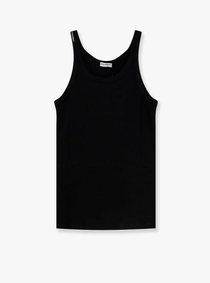 Dolce & Gabbana Ribbed Cotton Tank Top Nero