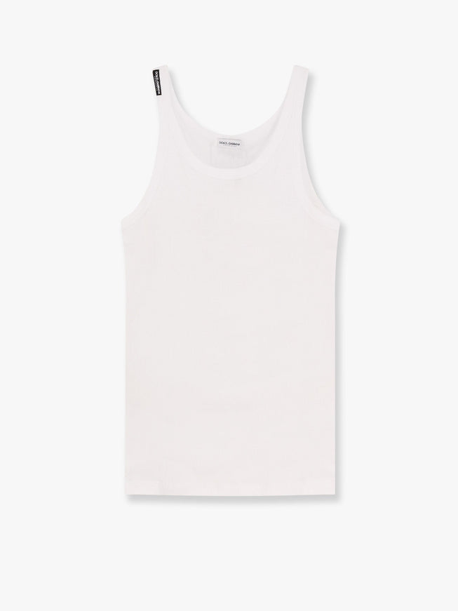 Dolce & Gabbana Ribbed Cotton Tank Top Bianco